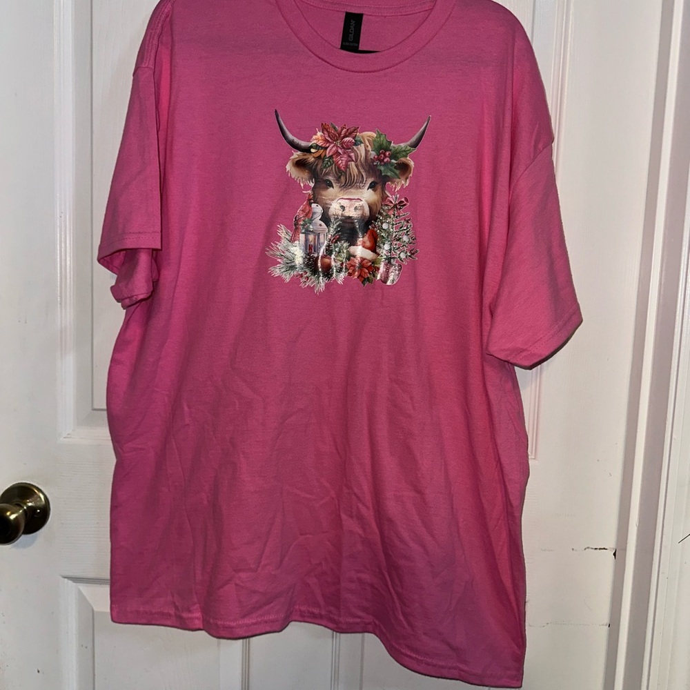 NWOT Handcrafted Christmas Highland Cow Shirt